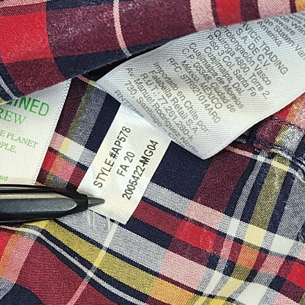 J Crew Mens Large Shirt Button Down Up Classic Flex Washed Plaid Long Sleeve